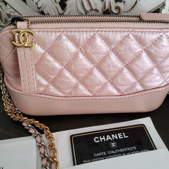 CHANEL Handbags - Chanel Gabrielle Clutch With Chain Iridescent Pink Quilted Lambskin Crossbody
